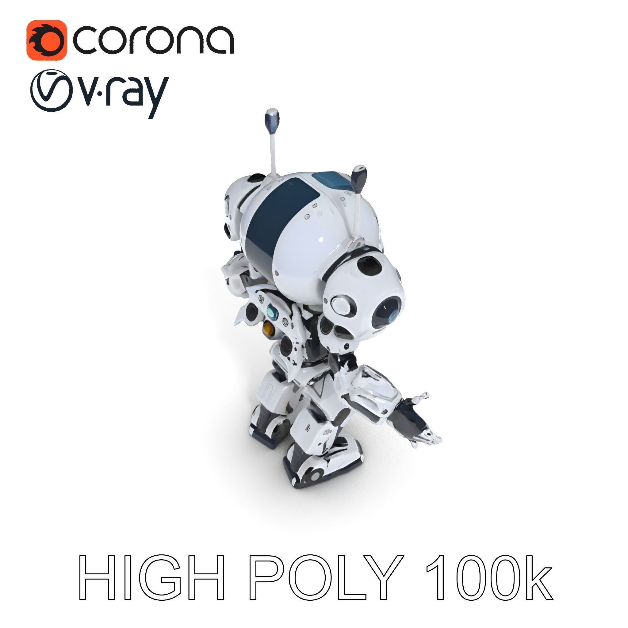 Robbie the Friendly Robot Hightech Versatile Gameready D Cha... Low-poly 3D model_11