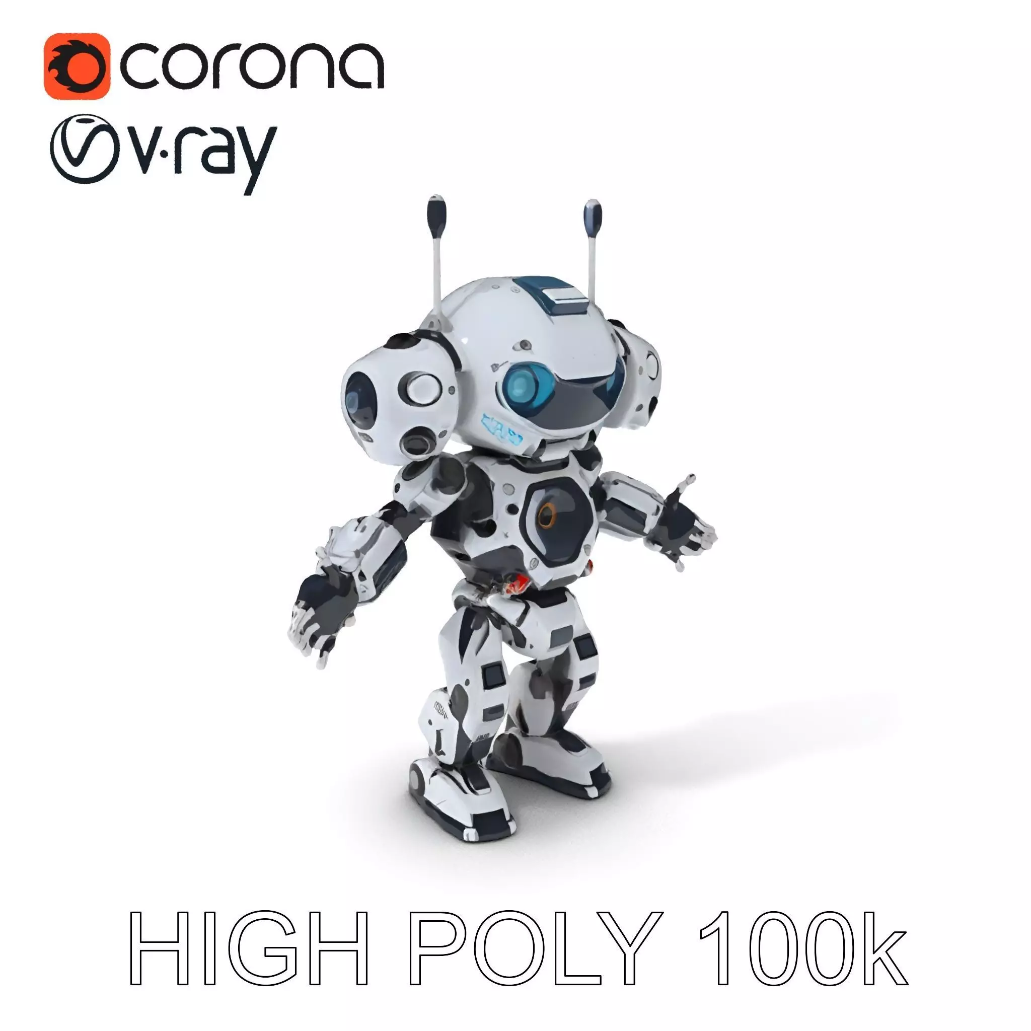 Robbie the Friendly Robot Hightech Versatile Gameready D Cha... Low-poly 3D model_0