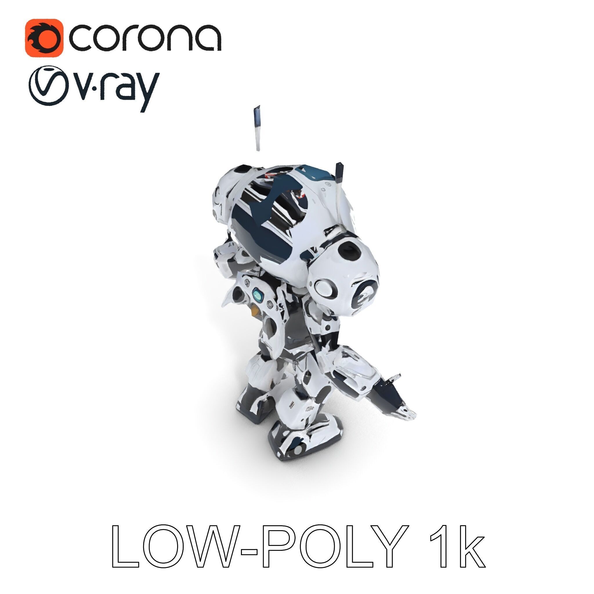 Robbie the Friendly Robot Hightech Versatile Gameready D Cha... Low-poly 3D model_13