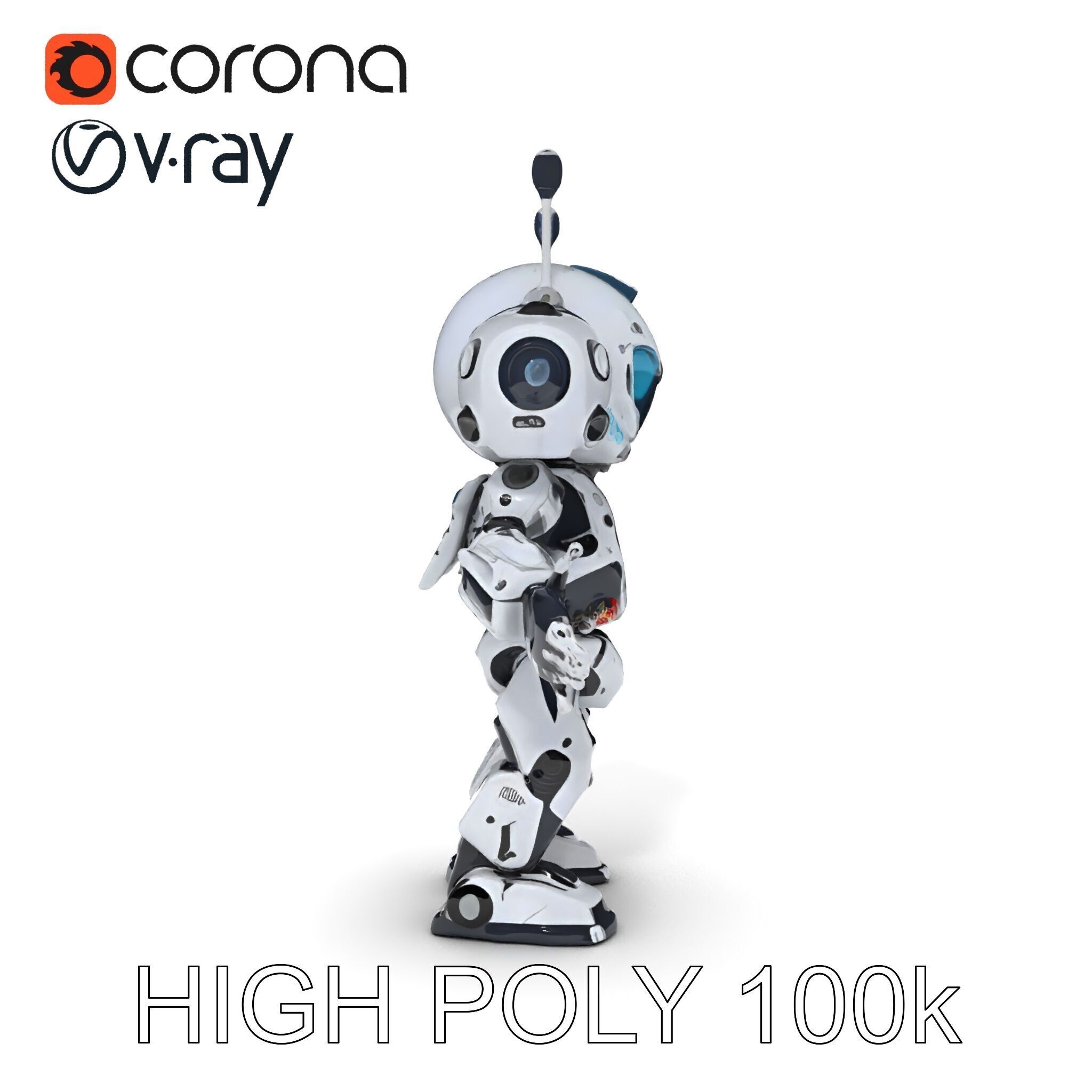 Robbie the Friendly Robot Hightech Versatile Gameready D Cha... Low-poly 3D model_19