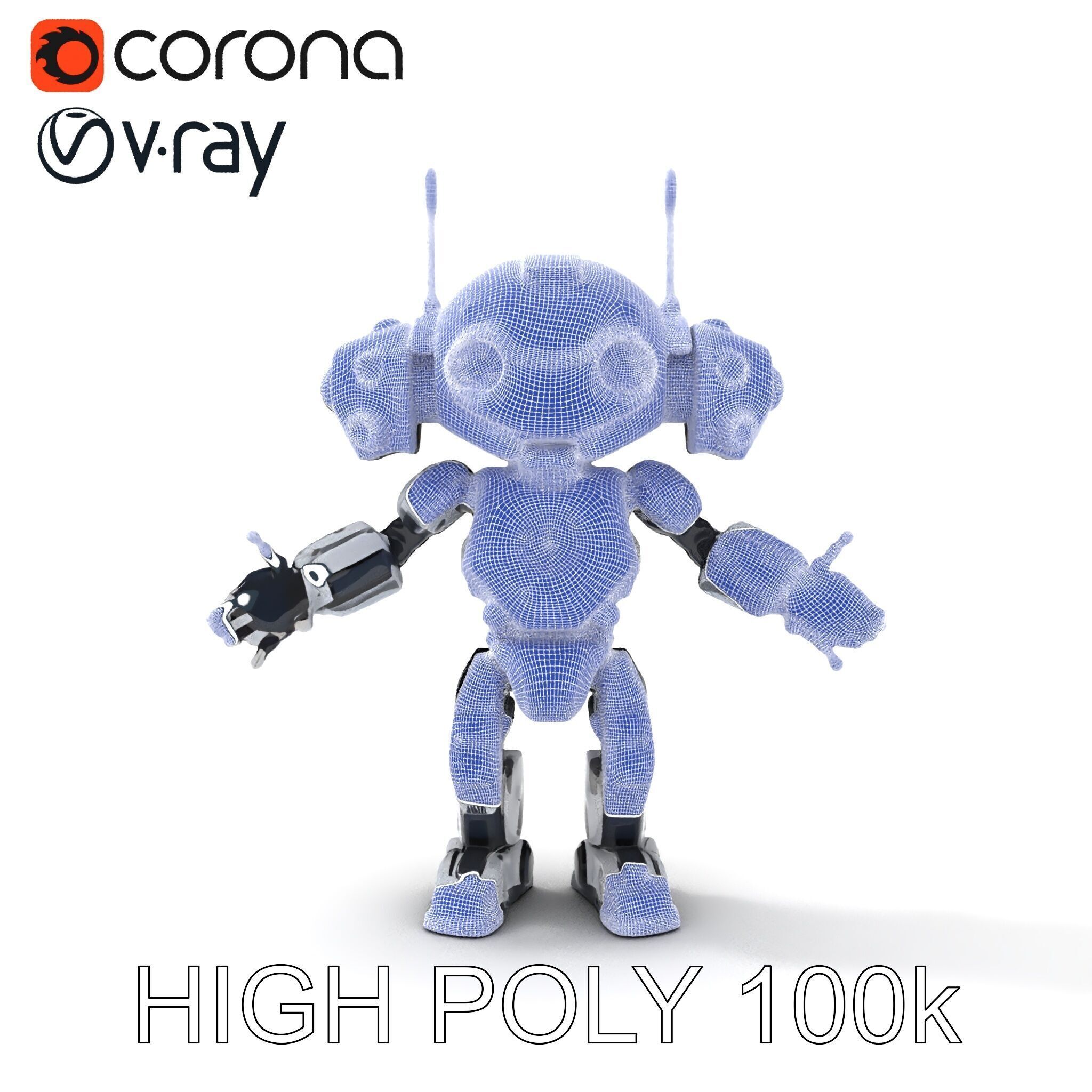 Robbie the Friendly Robot Hightech Versatile Gameready D Cha... Low-poly 3D model_14