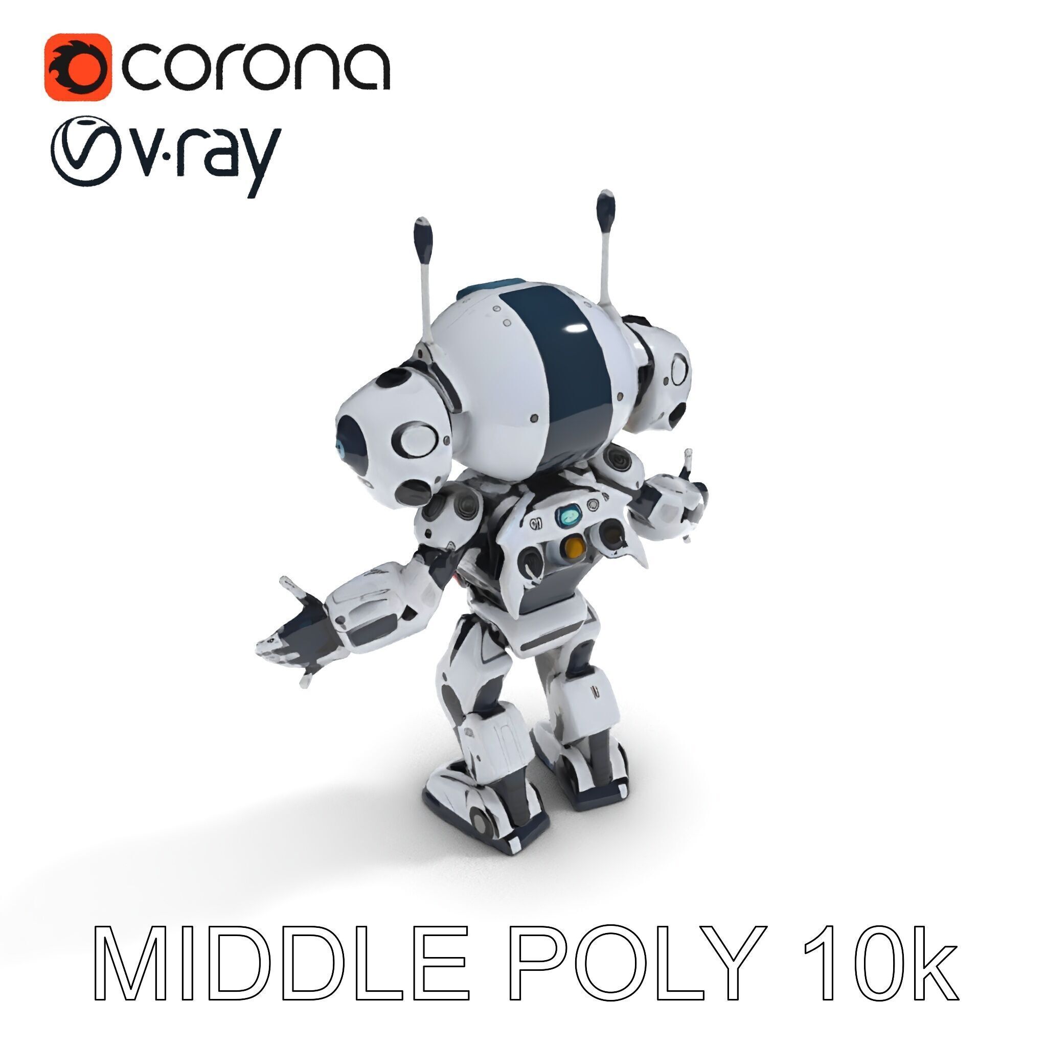 Robbie the Friendly Robot Hightech Versatile Gameready D Cha... Low-poly 3D model_20