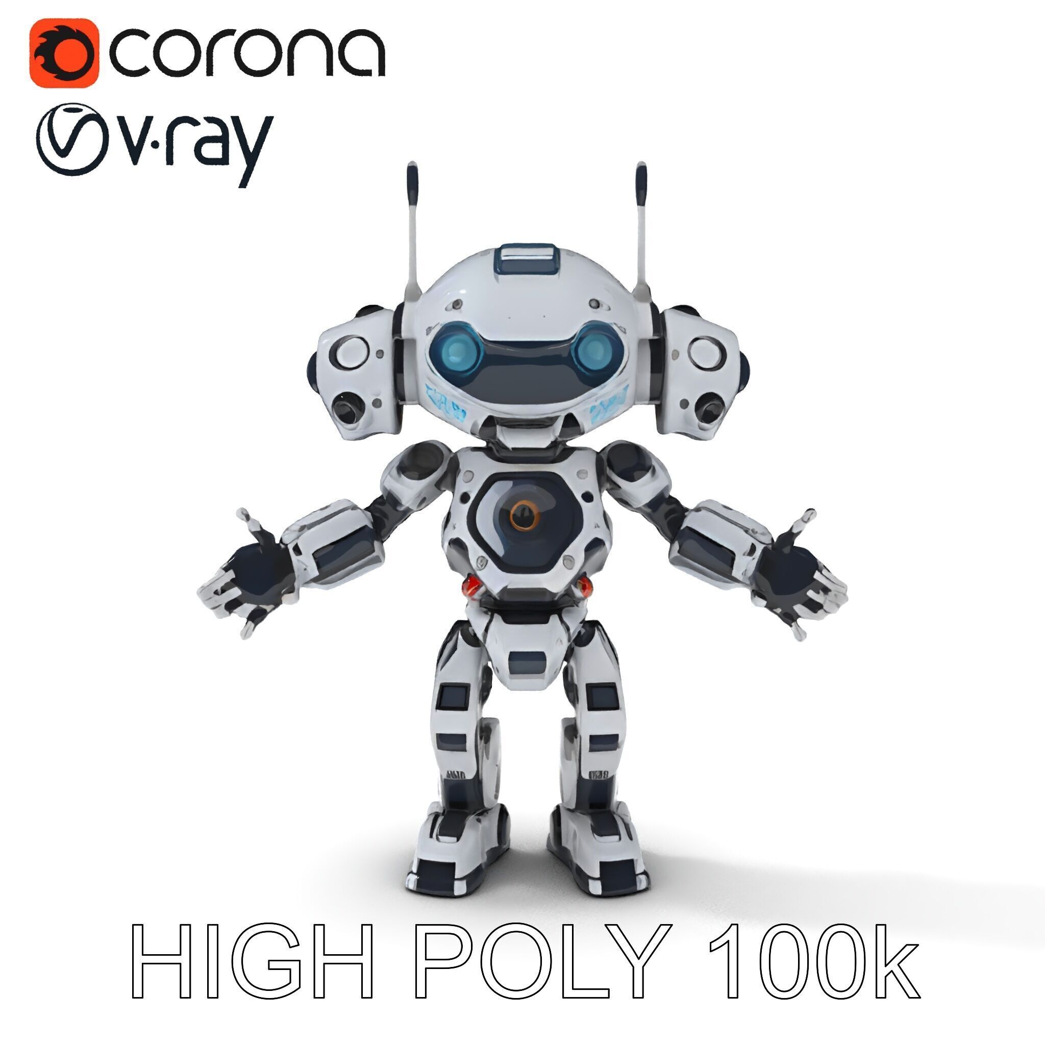 Robbie the Friendly Robot Hightech Versatile Gameready D Cha... Low-poly 3D model_25