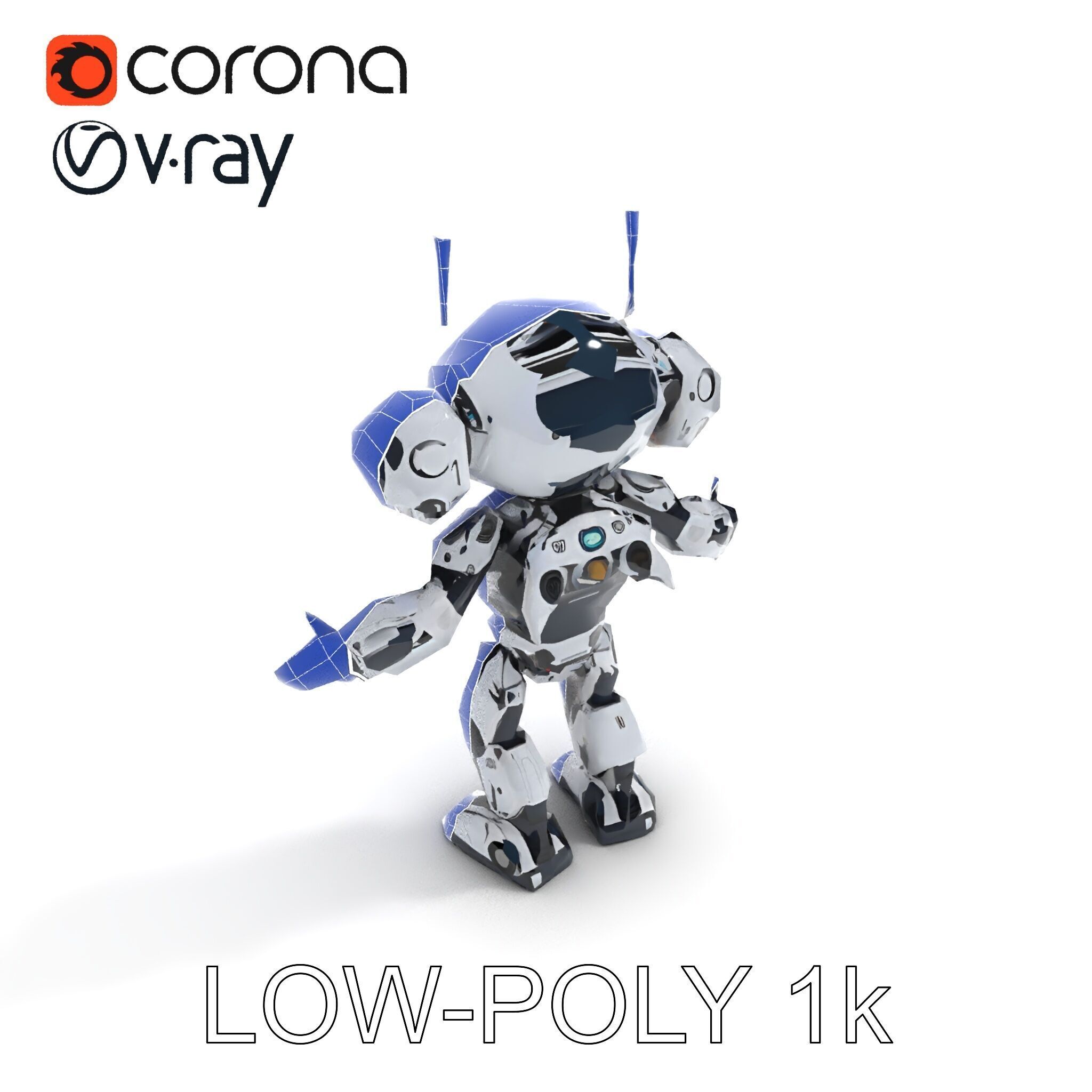 Robbie the Friendly Robot Hightech Versatile Gameready D Cha... Low-poly 3D model_27