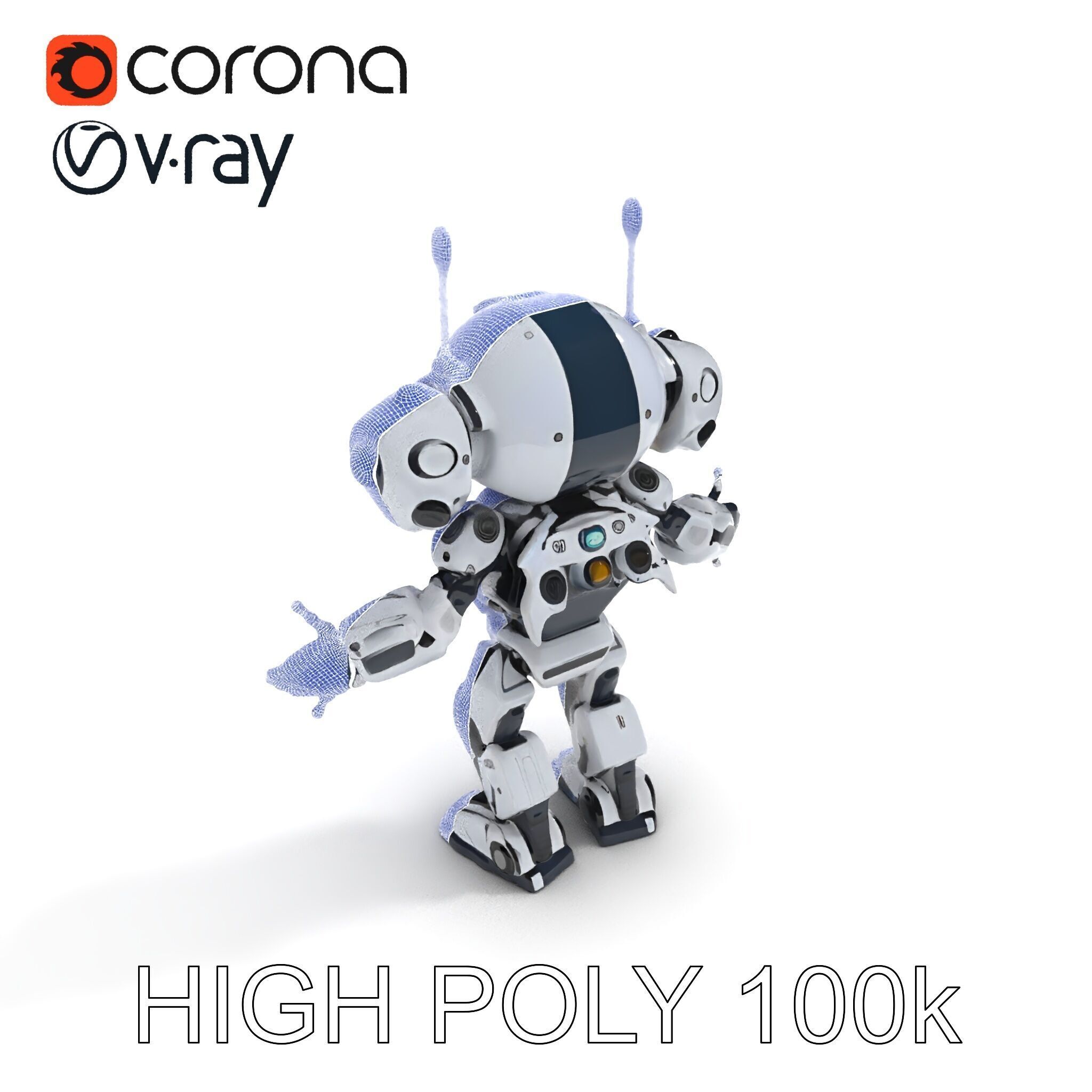 Robbie the Friendly Robot Hightech Versatile Gameready D Cha... Low-poly 3D model_8
