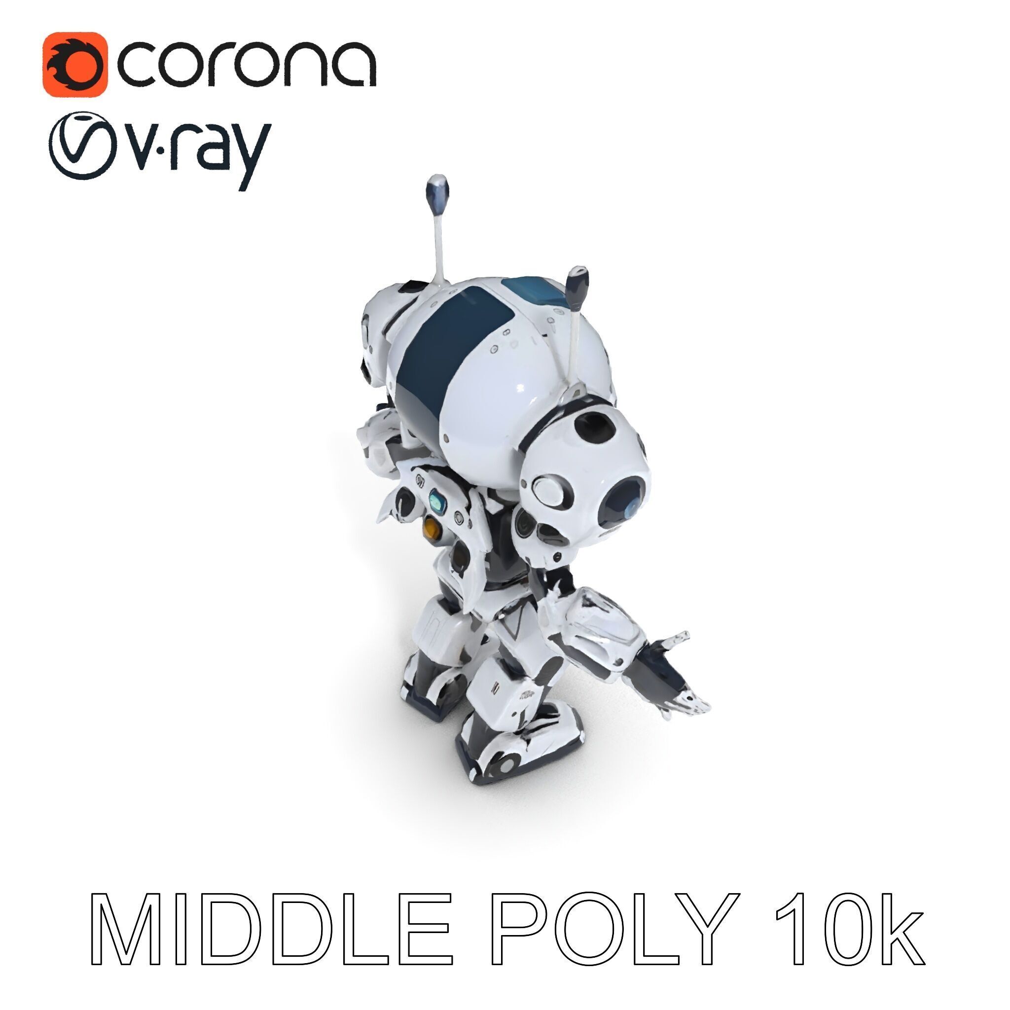 Robbie the Friendly Robot Hightech Versatile Gameready D Cha... Low-poly 3D model_12