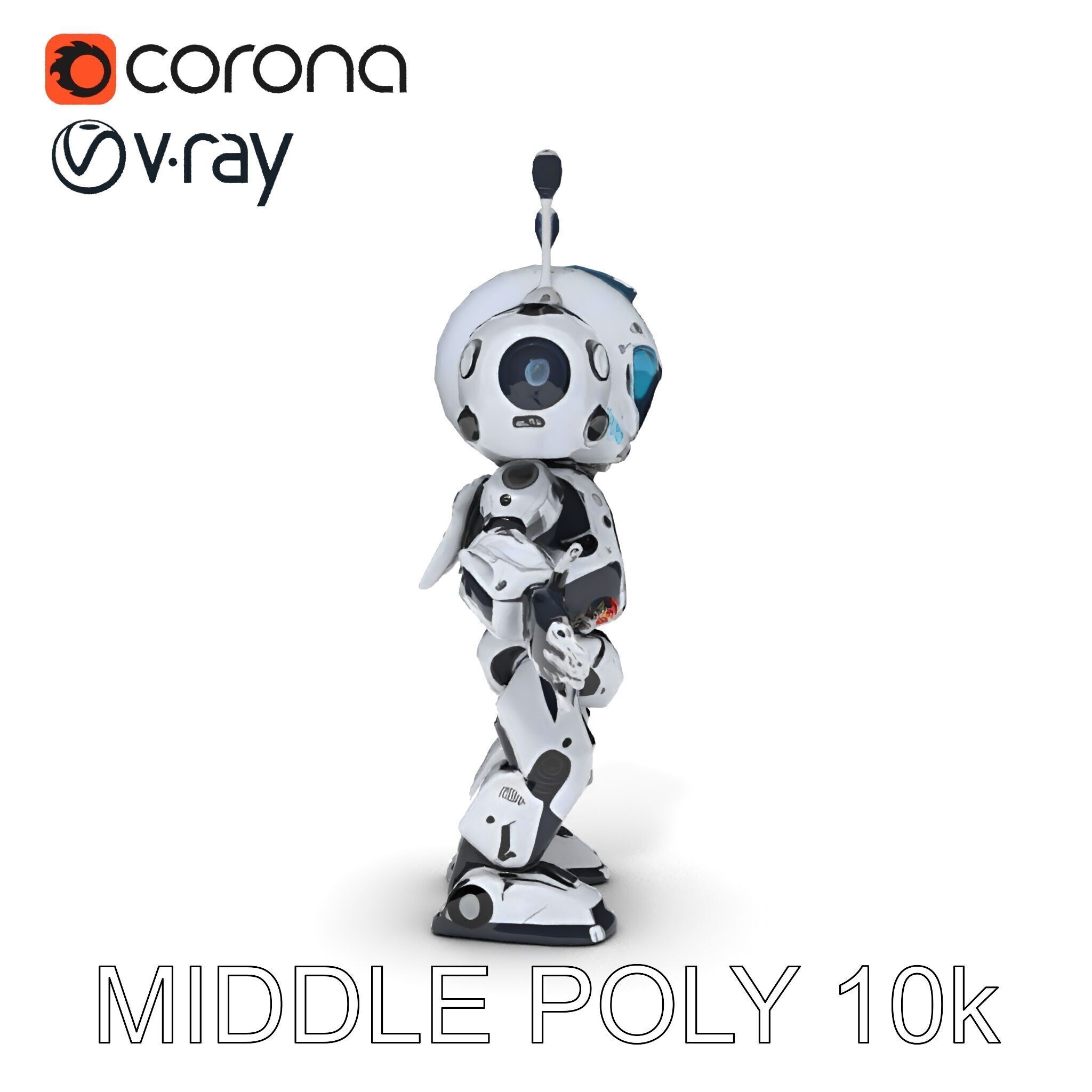 Robbie the Friendly Robot Hightech Versatile Gameready D Cha... Low-poly 3D model_15