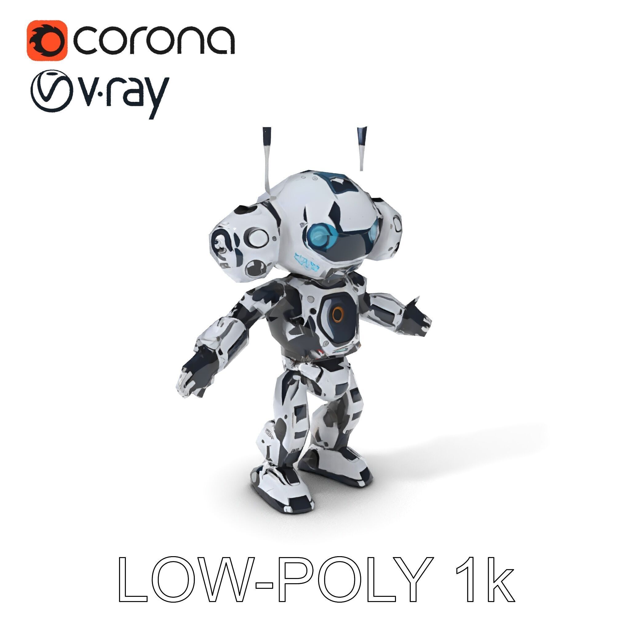 Robbie the Friendly Robot Hightech Versatile Gameready D Cha... Low-poly 3D model_21