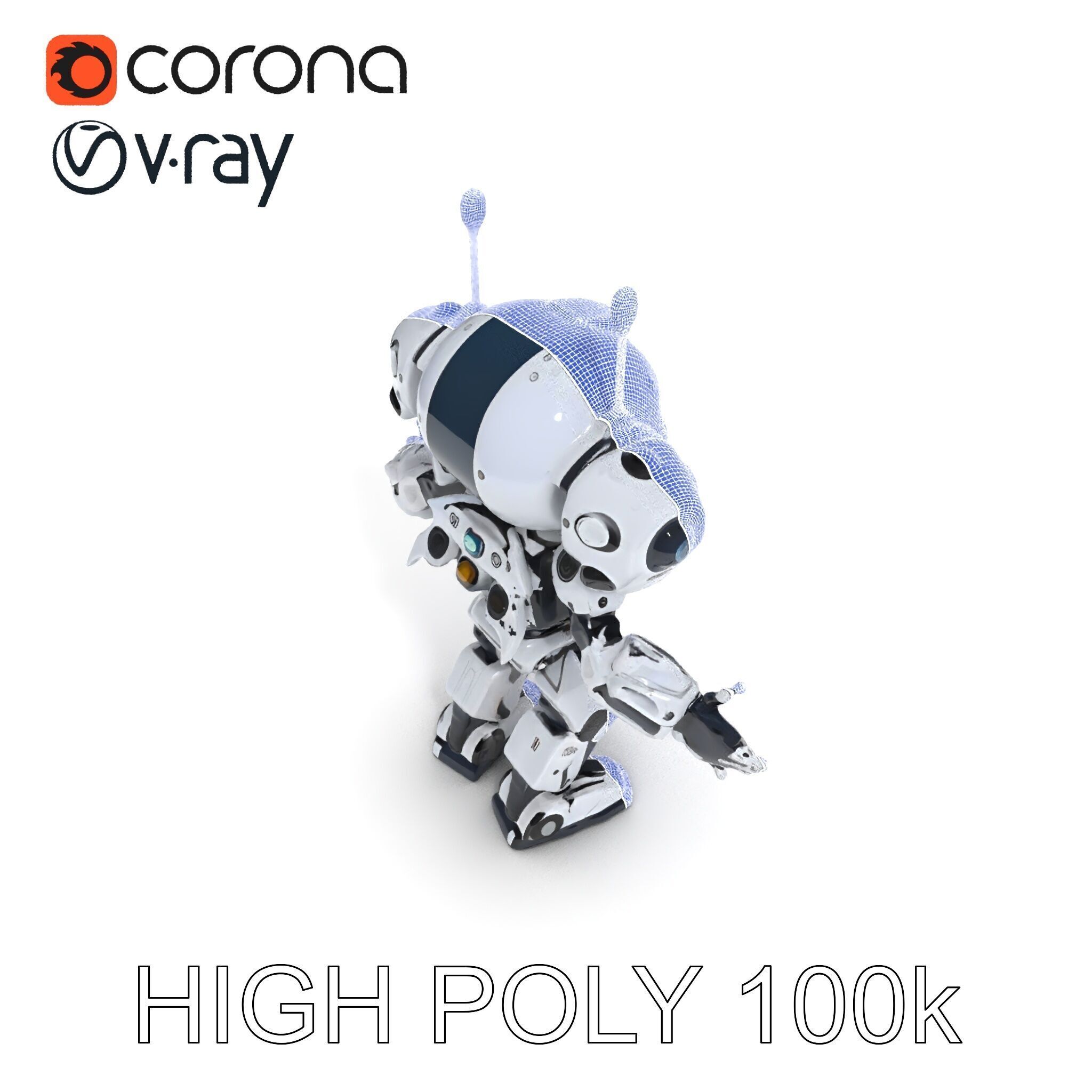 Robbie the Friendly Robot Hightech Versatile Gameready D Cha... Low-poly 3D model_35