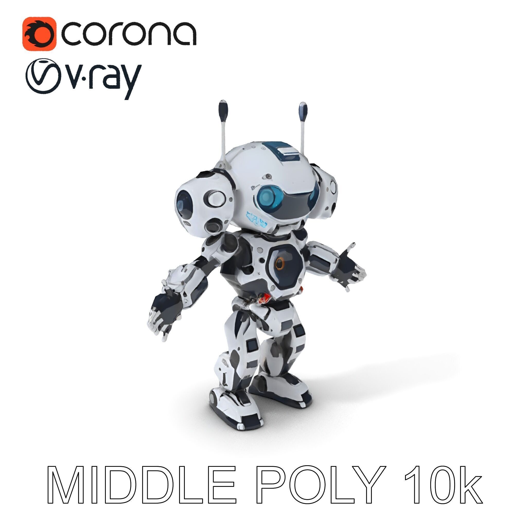 Robbie the Friendly Robot Hightech Versatile Gameready D Cha... Low-poly 3D model_17