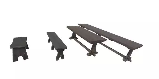 Medieval Wooden Benches Pack