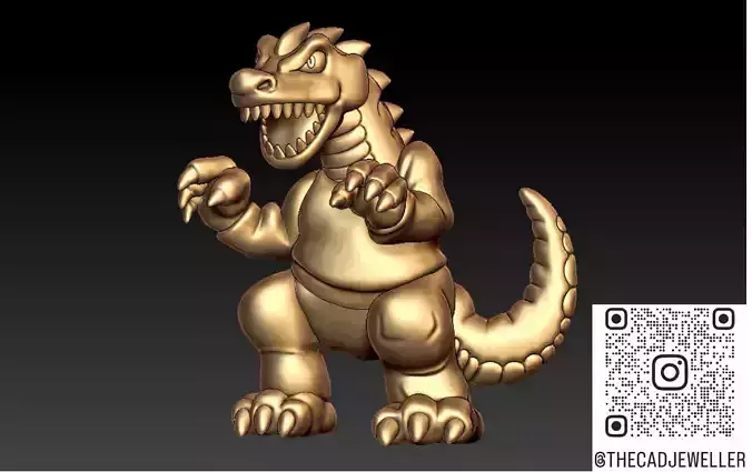 Cartoon Style Godzilla Inspired Monster High Detail for Jewelry 
