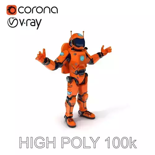 Orange Explorer Bot  Fully Rigged D Model with PBR Textures and MultiLOD