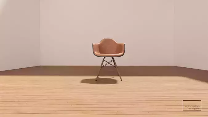 Eames Style Armchair Metal Edge  - Fabric - Wood - Metal  Low-poly 3D model