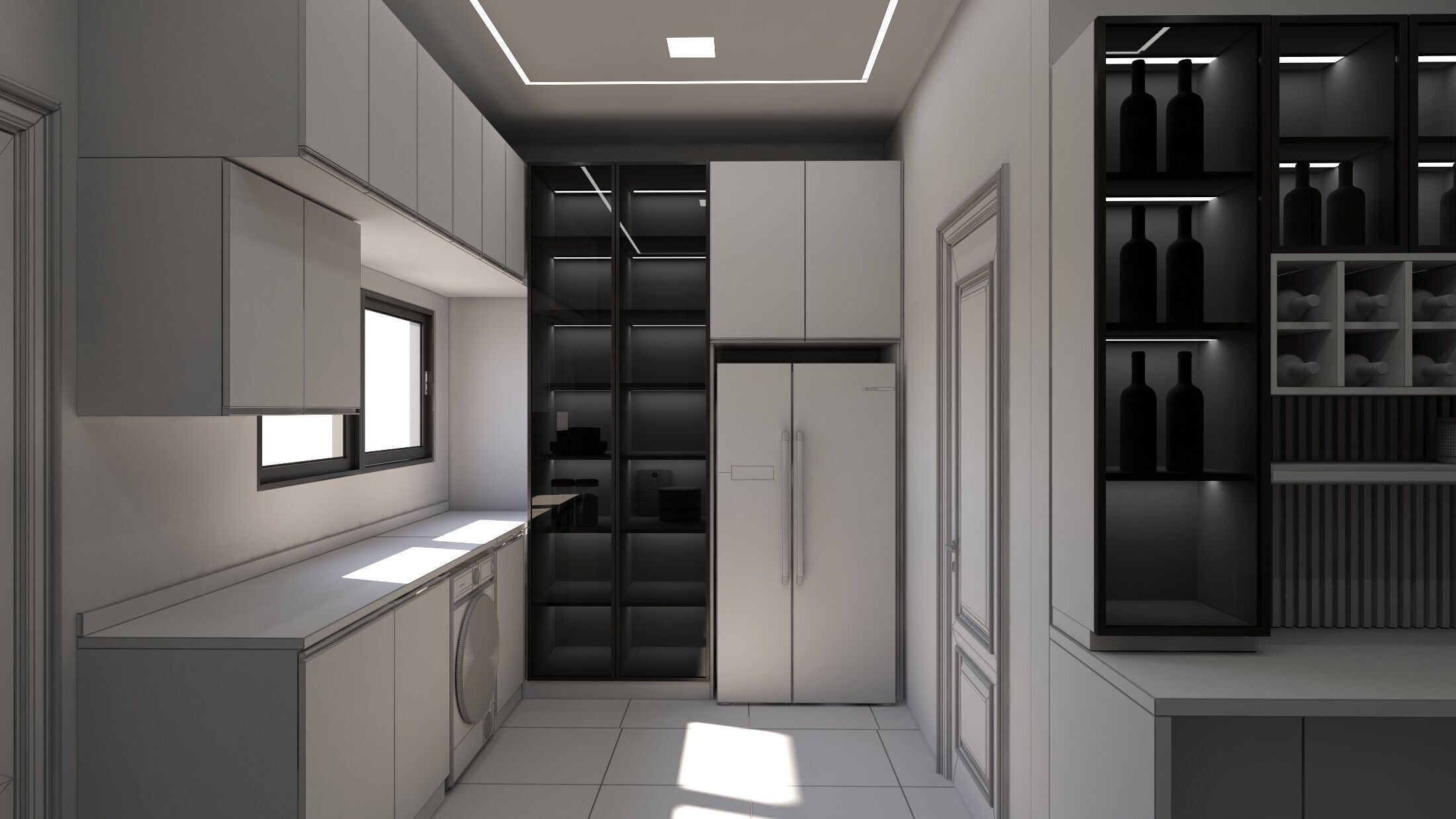 Contemporary Kitchen with corner bar 3D Model scene Low-poly 3D model_5