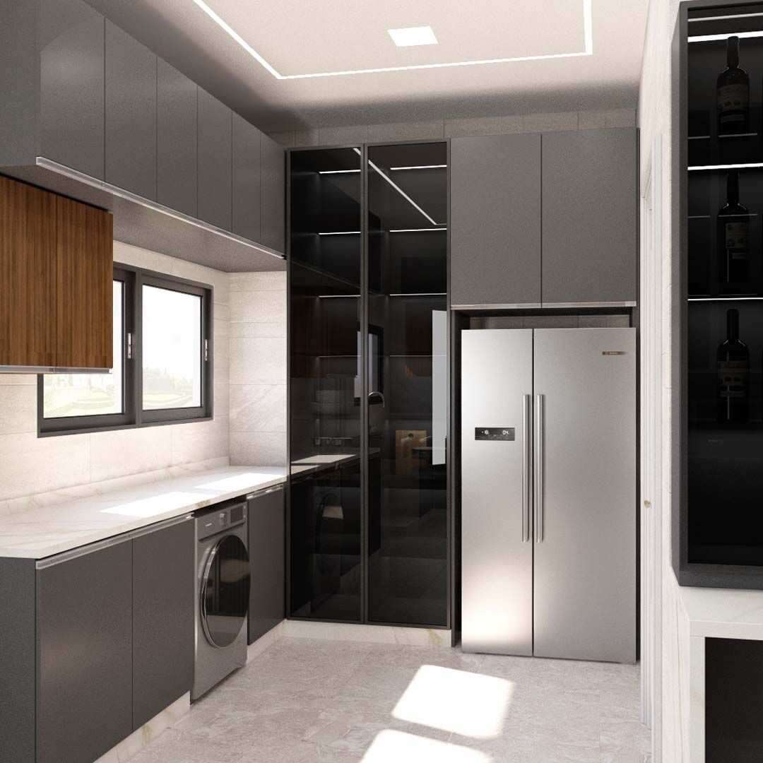 Contemporary Kitchen with corner bar 3D Model scene Low-poly 3D model_4