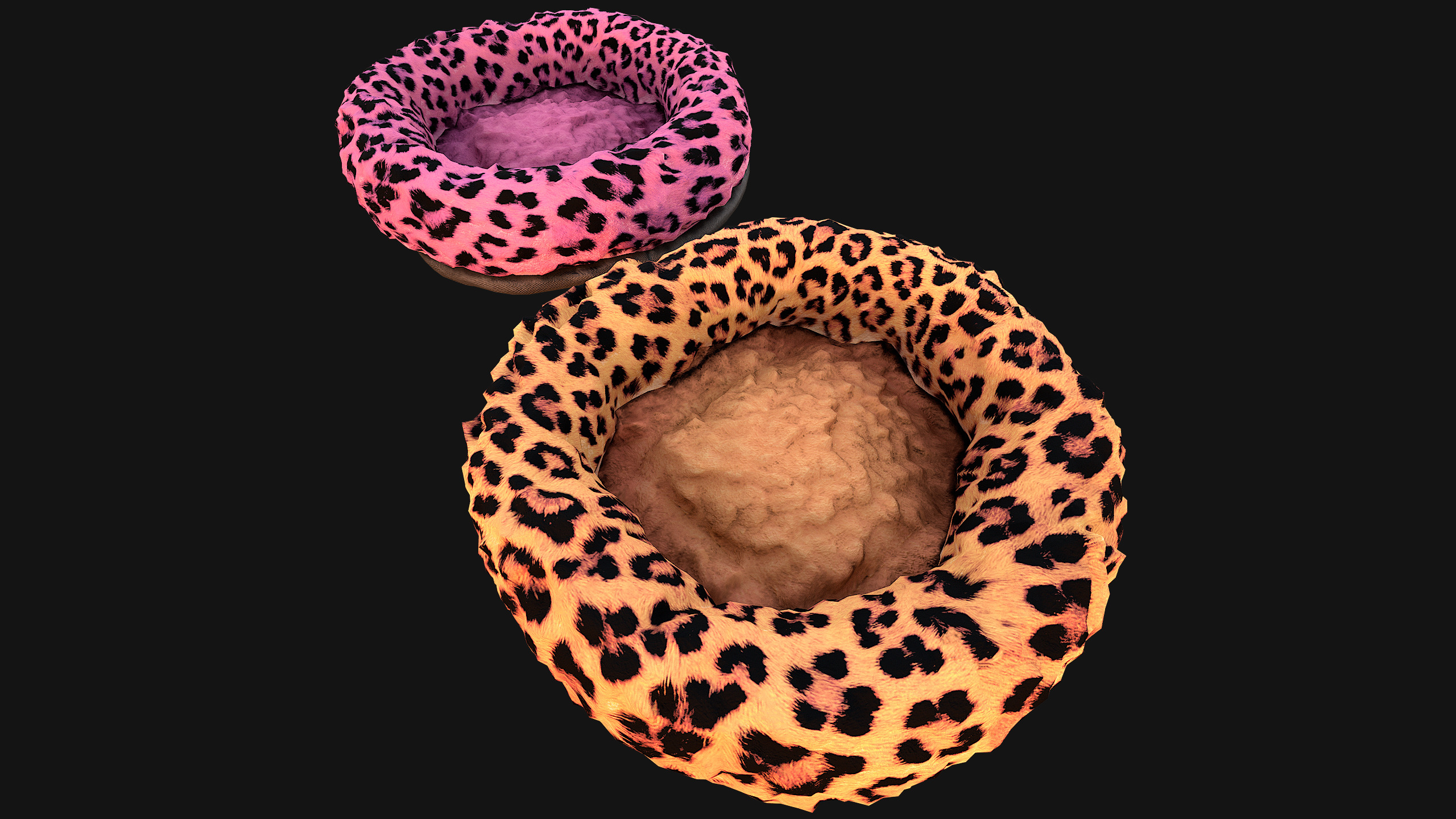 Bed for Pet Rodent Hamster Dogs Cats Leopard Print Low-poly 3D model_25