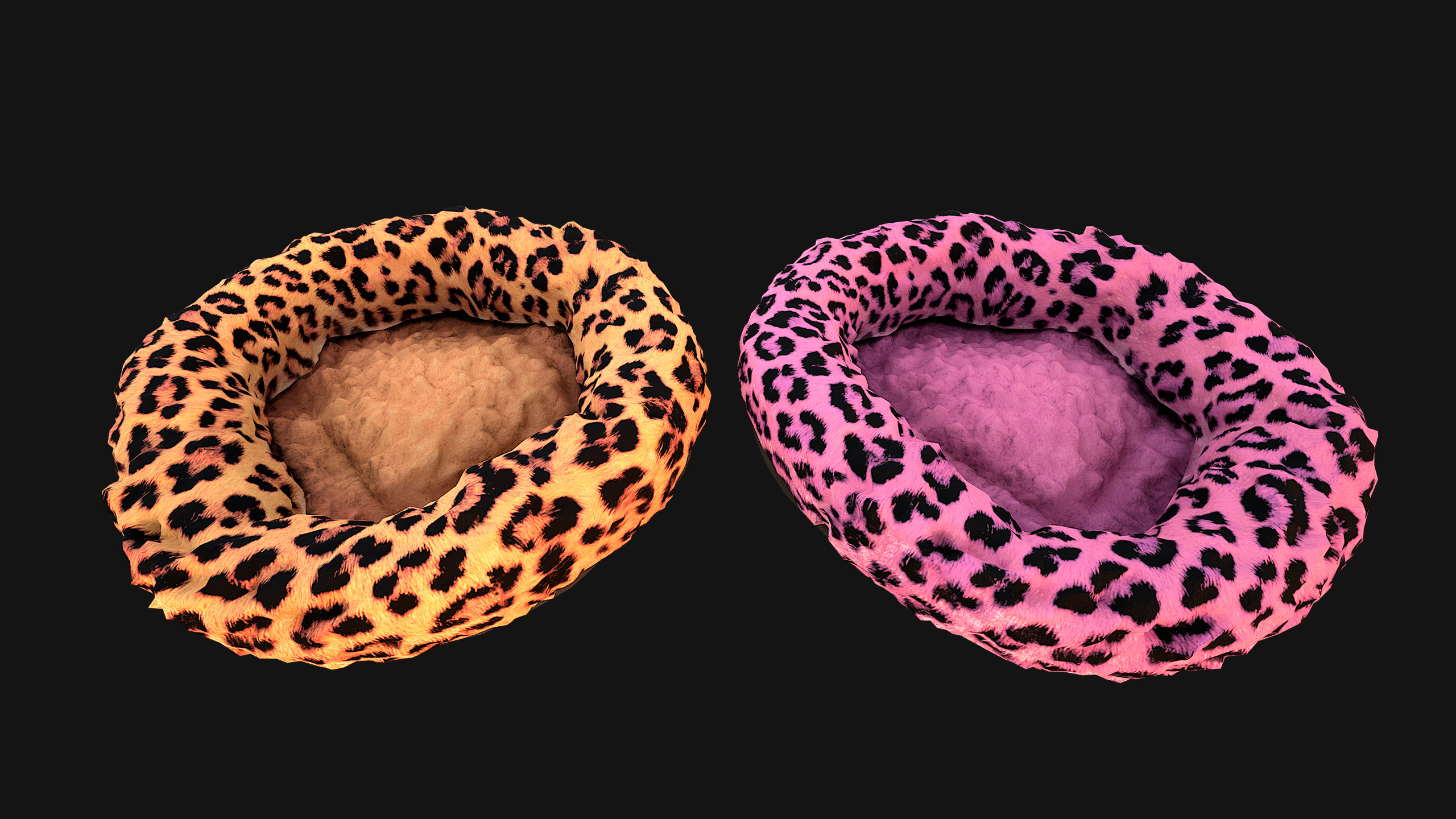 Bed for Pet Rodent Hamster Dogs Cats Leopard Print Low-poly 3D model_5