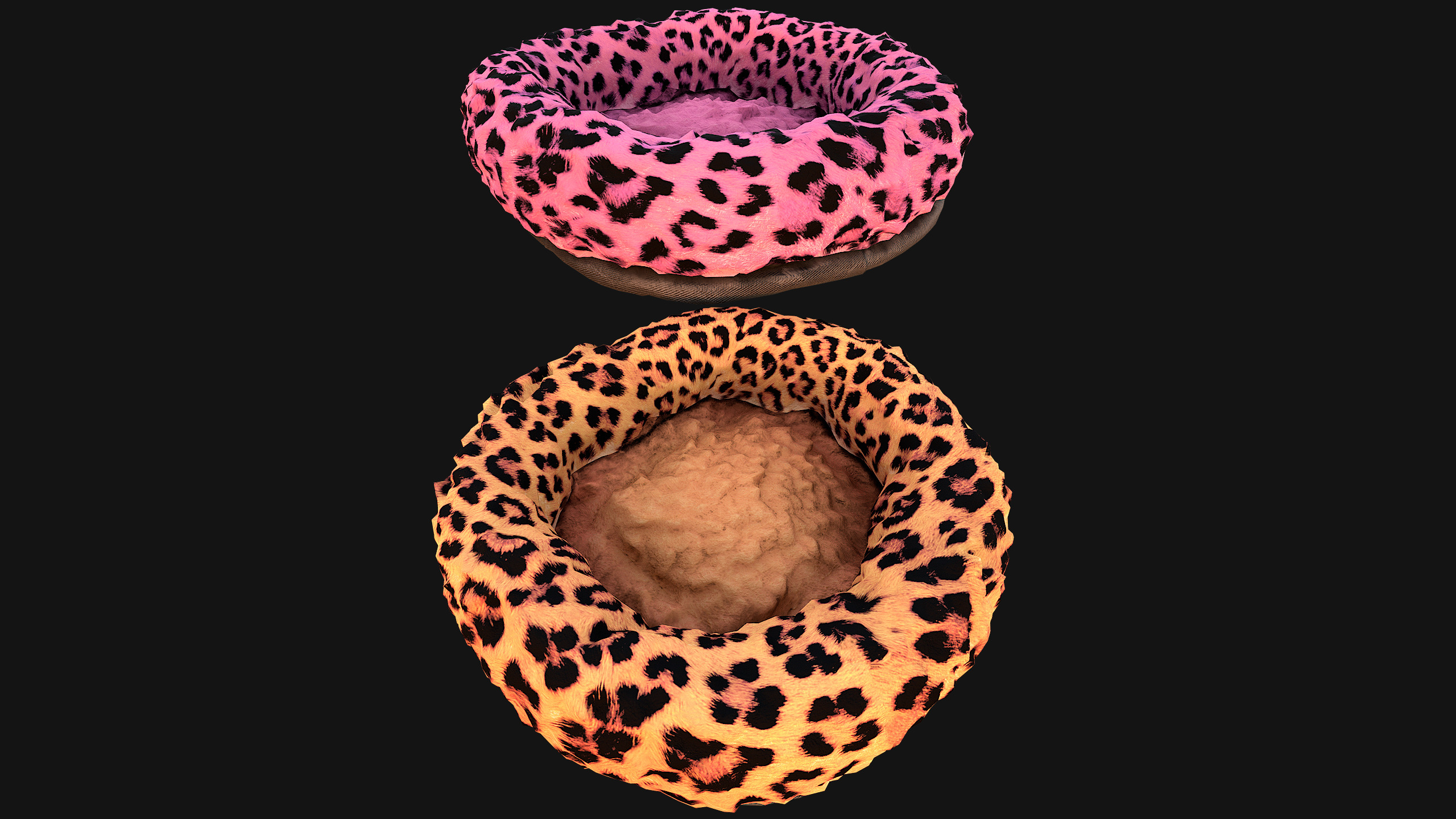 Bed for Pet Rodent Hamster Dogs Cats Leopard Print Low-poly 3D model_26