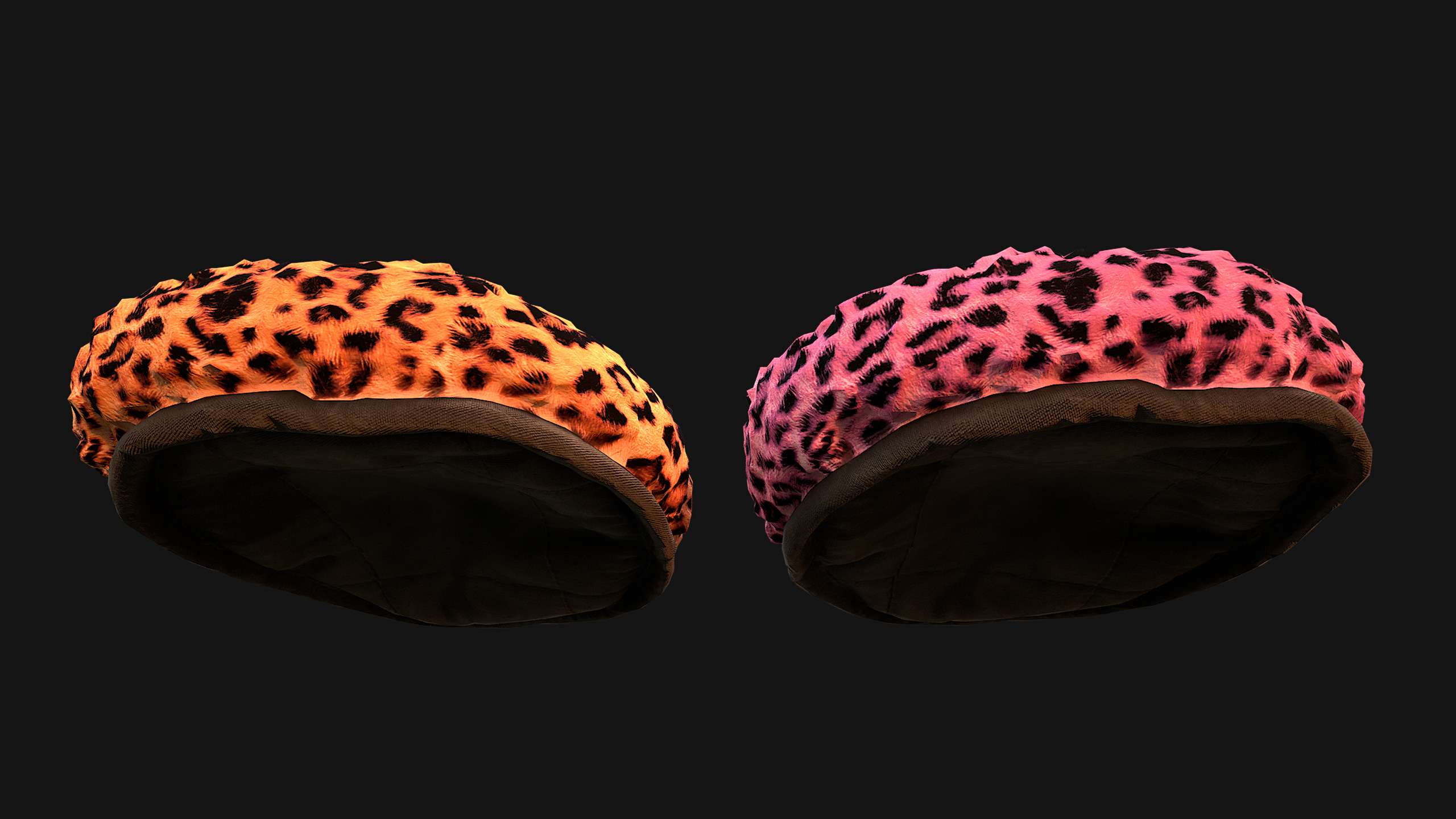 Bed for Pet Rodent Hamster Dogs Cats Leopard Print Low-poly 3D model_11