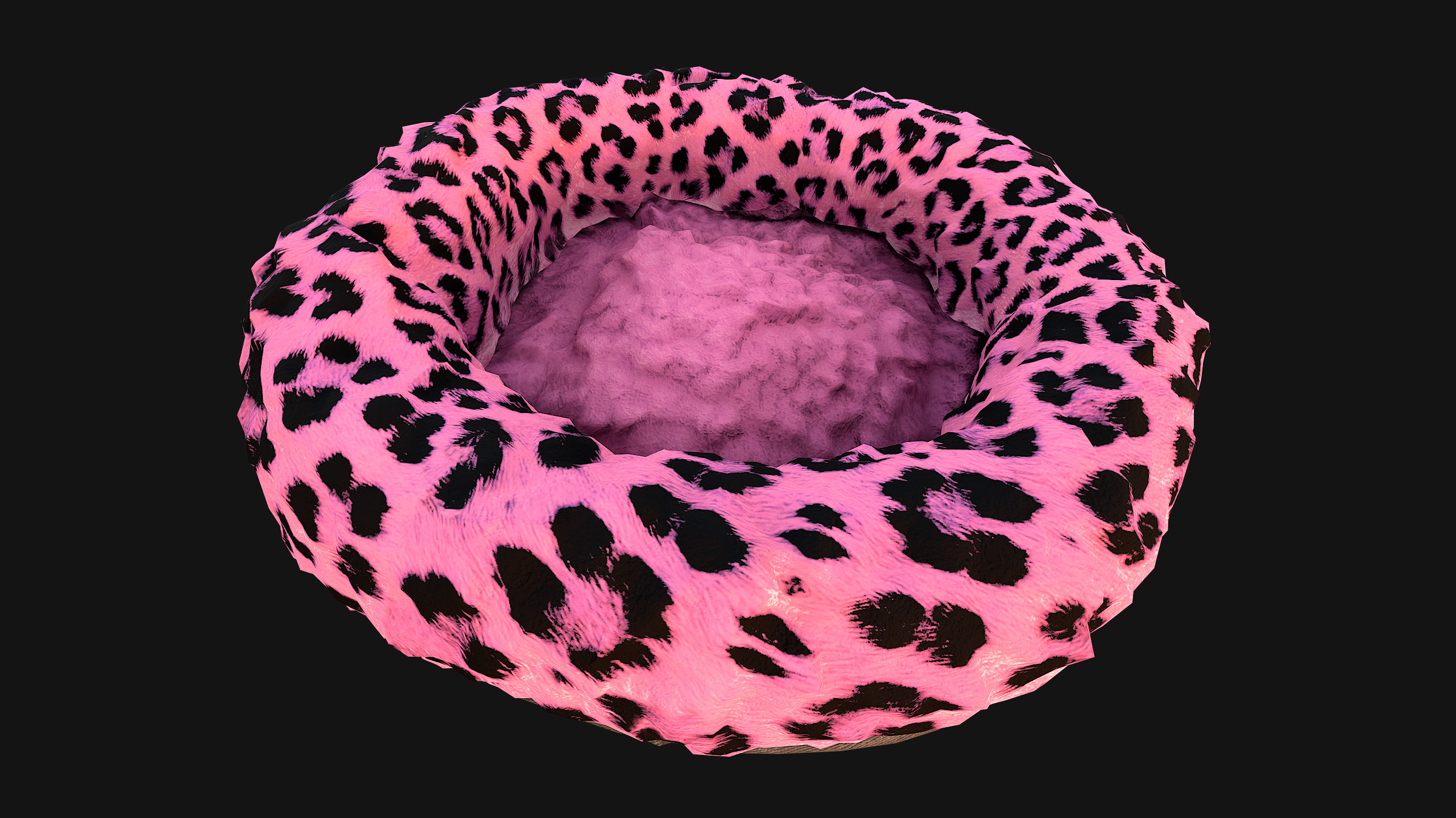 Bed for Pet Rodent Hamster Dogs Cats Leopard Print Low-poly 3D model_14