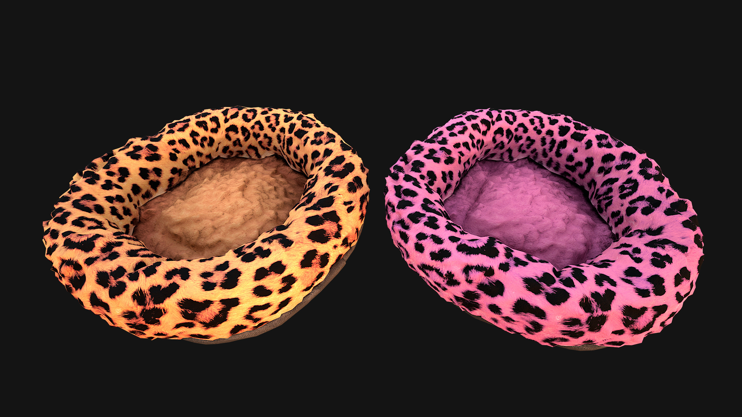 Bed for Pet Rodent Hamster Dogs Cats Leopard Print Low-poly 3D model_4
