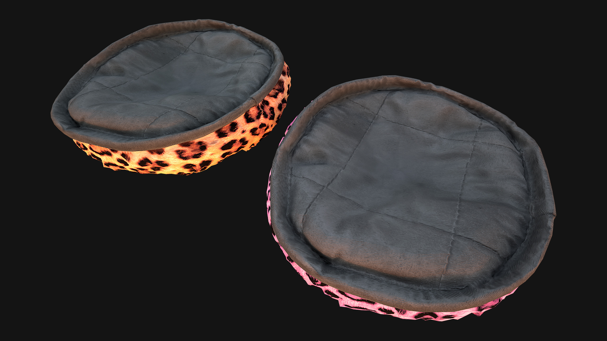 Bed for Pet Rodent Hamster Dogs Cats Leopard Print Low-poly 3D model_12