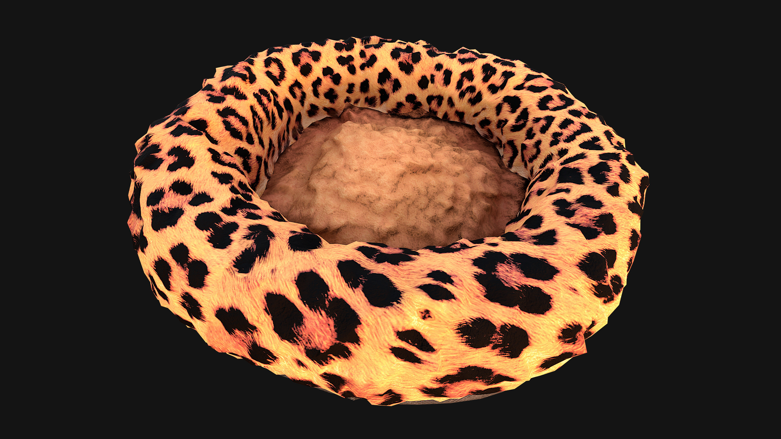 Bed for Pet Rodent Hamster Dogs Cats Leopard Print Low-poly 3D model_13