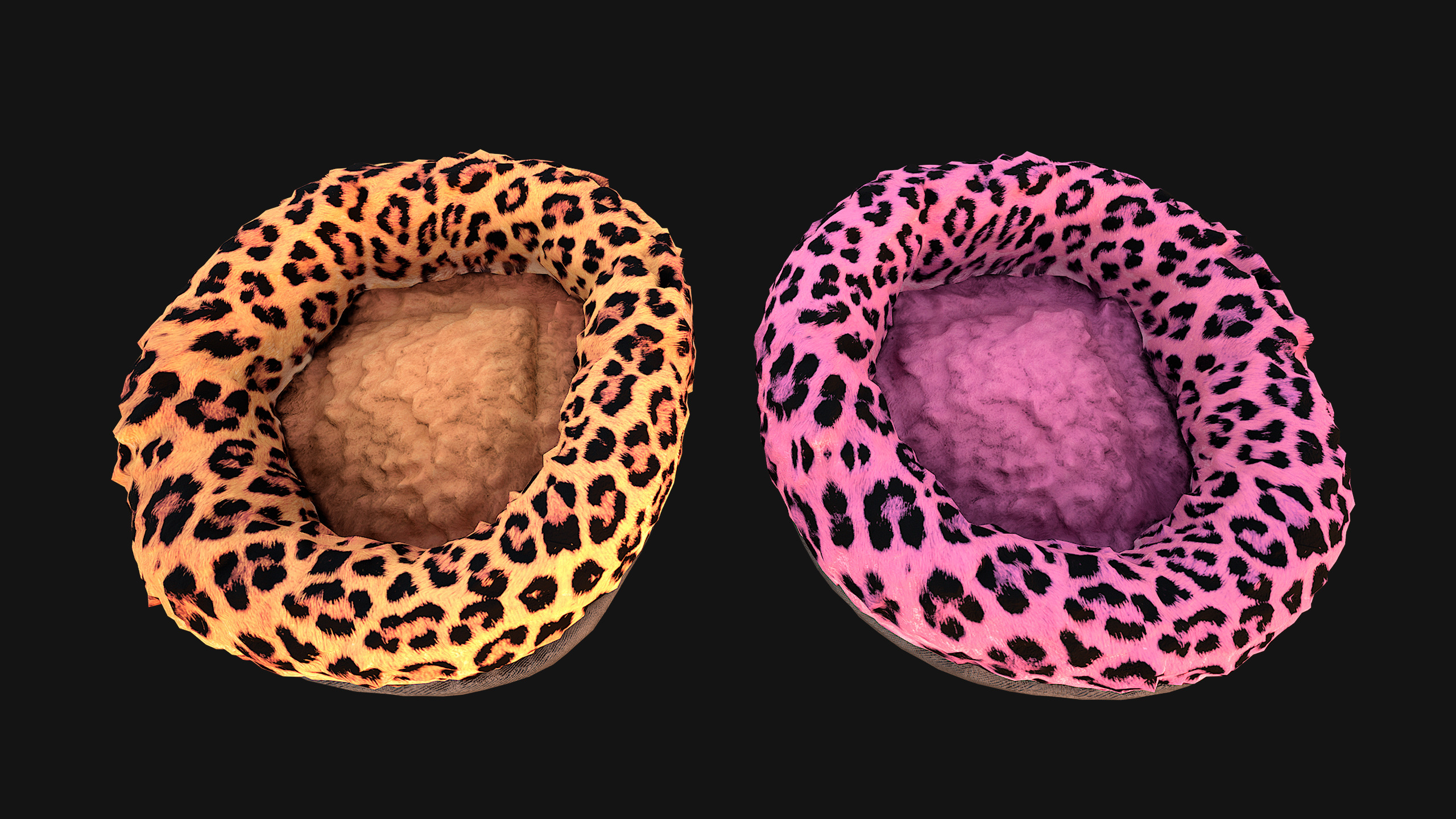 Bed for Pet Rodent Hamster Dogs Cats Leopard Print Low-poly 3D model_7