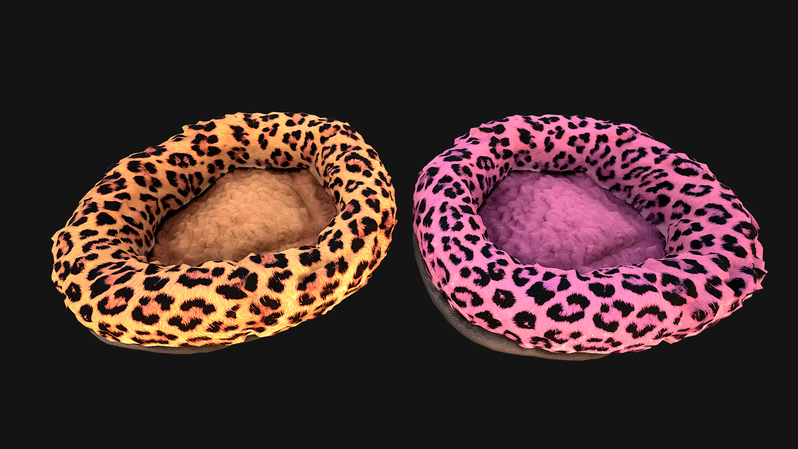 Bed for Pet Rodent Hamster Dogs Cats Leopard Print Low-poly 3D model_6