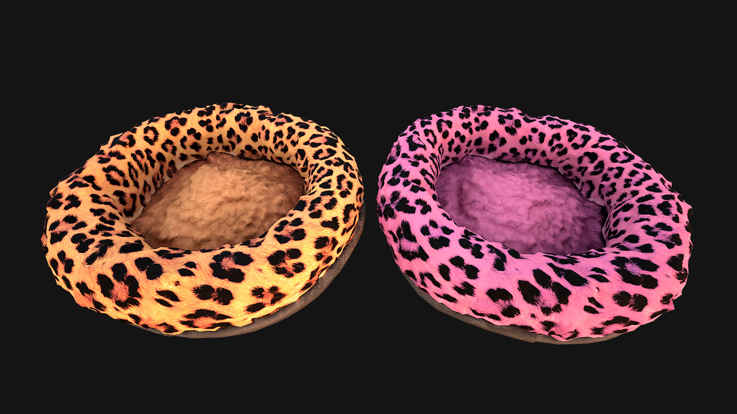 Bed for Pet Rodent Hamster Dogs Cats Leopard Print Low-poly 3D model_3