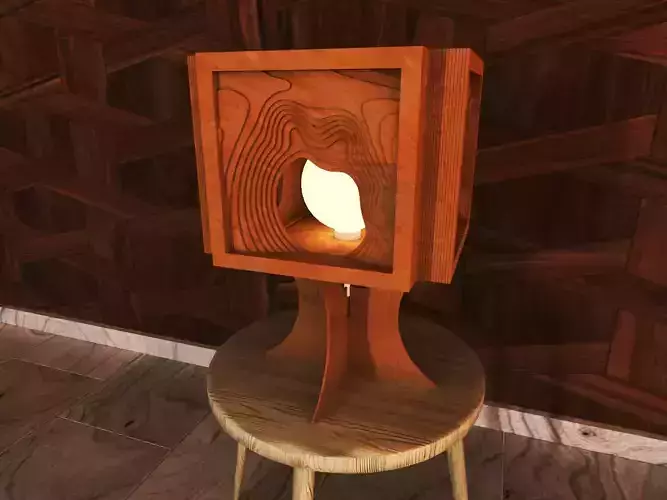 parametric square wood lamp 3D print model