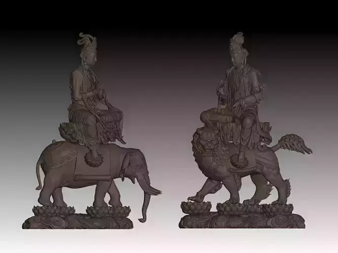 Set of 2 Bodhisattva 3D Models