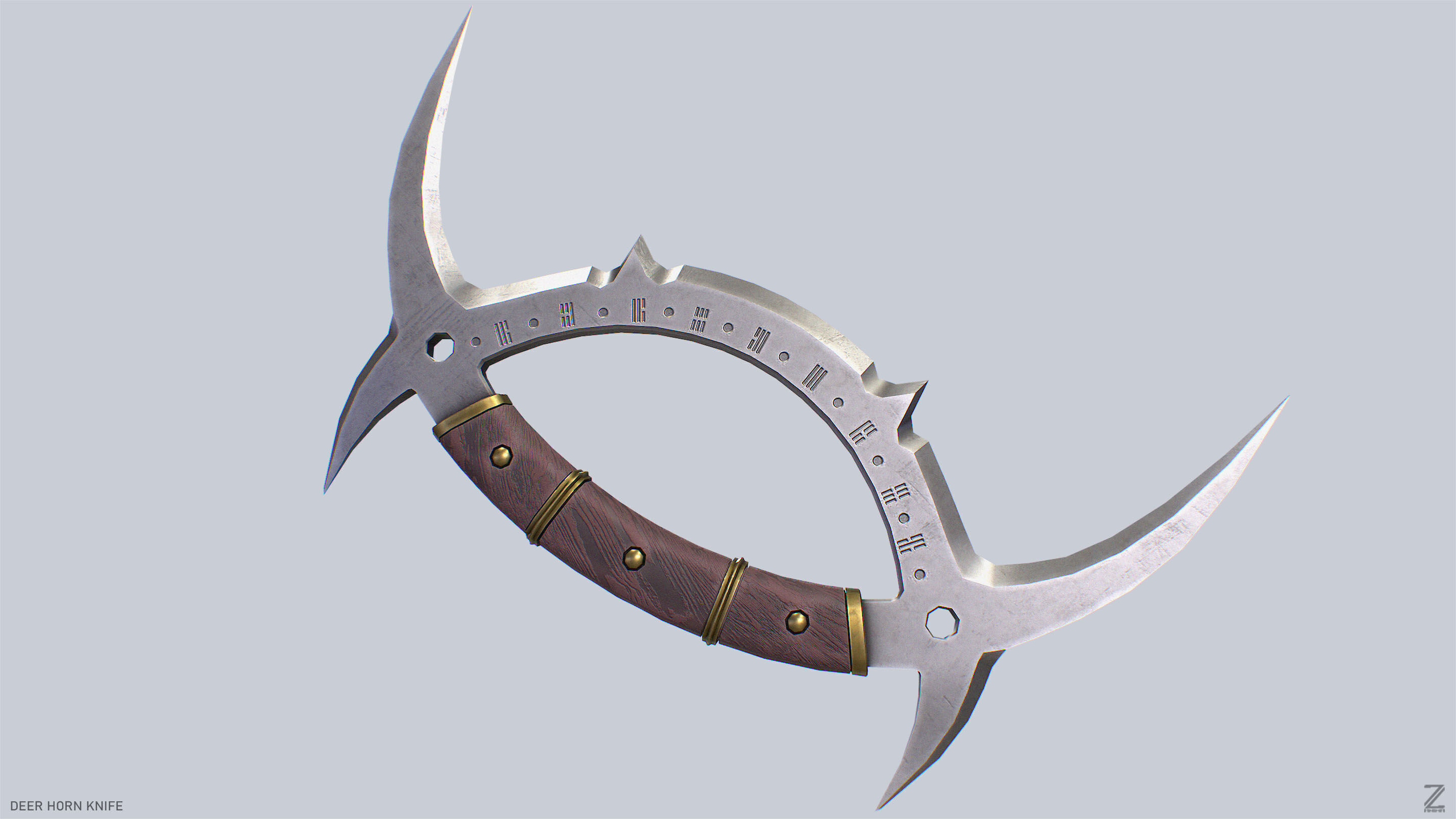 Deer horn knife Low-poly 3D model_7