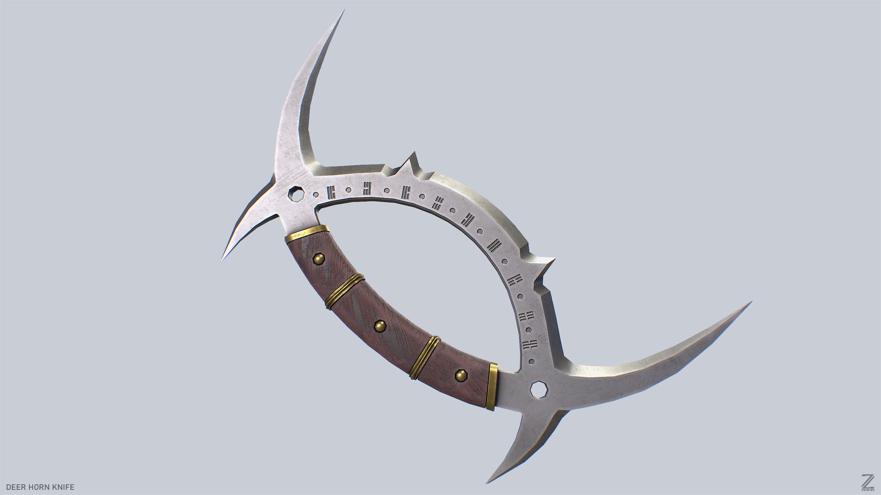 Deer horn knife Low-poly 3D model_5
