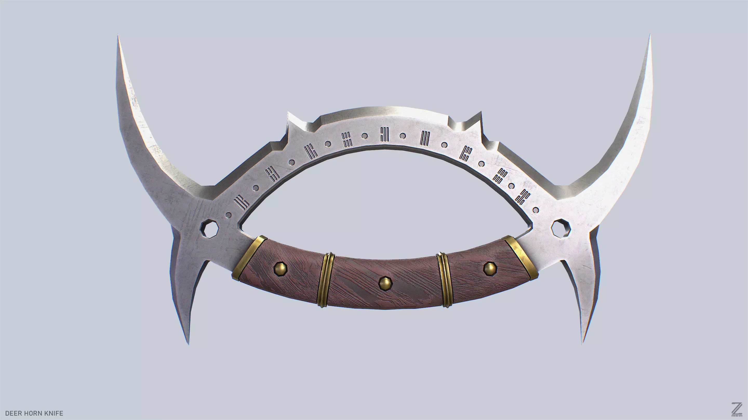 Deer horn knife Low-poly 3D model_0