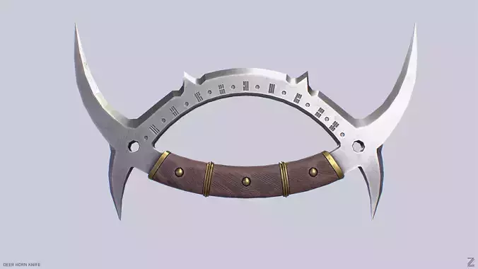 Deer horn knife Low-poly 3D model