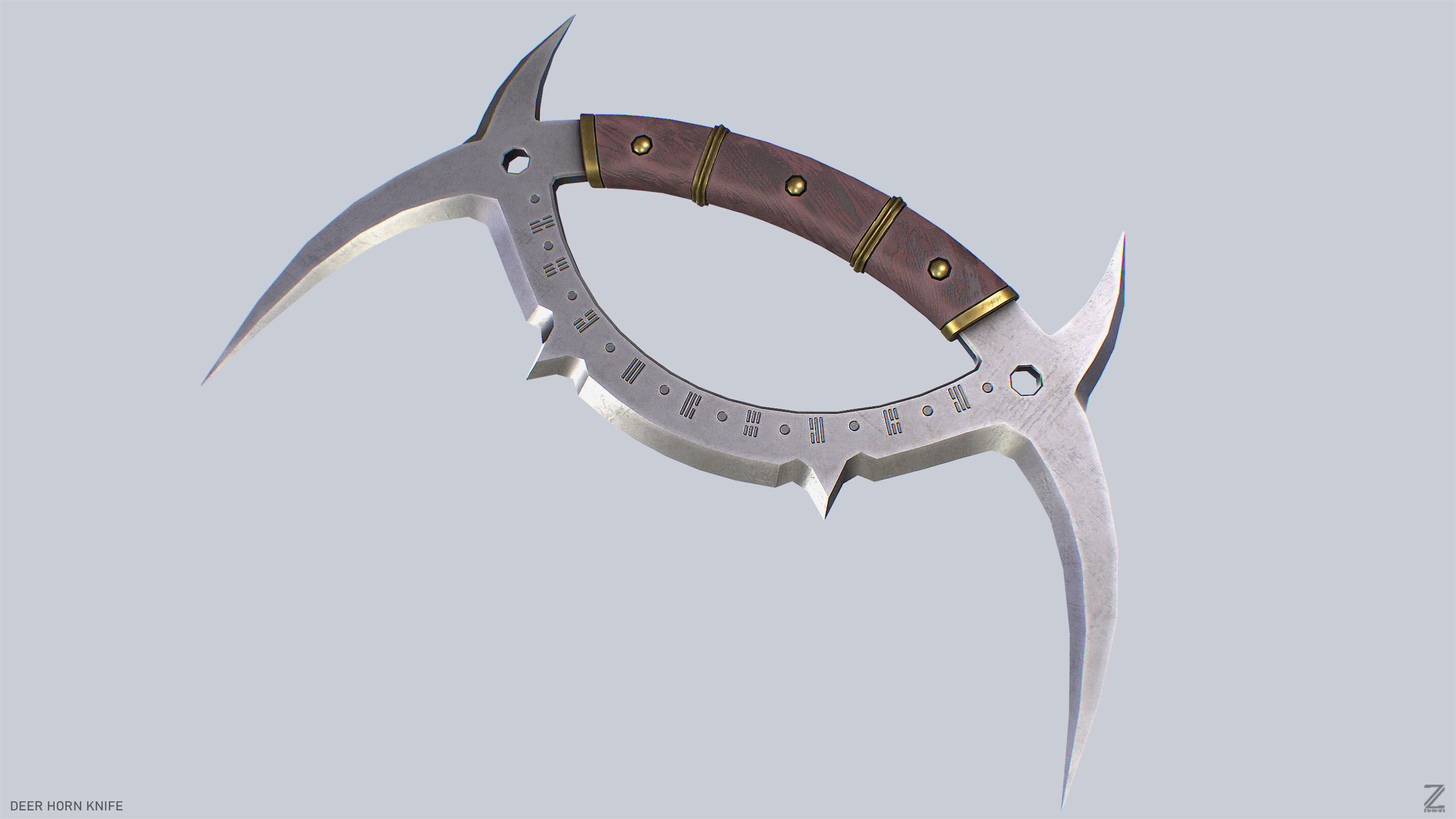 Deer horn knife Low-poly 3D model_4