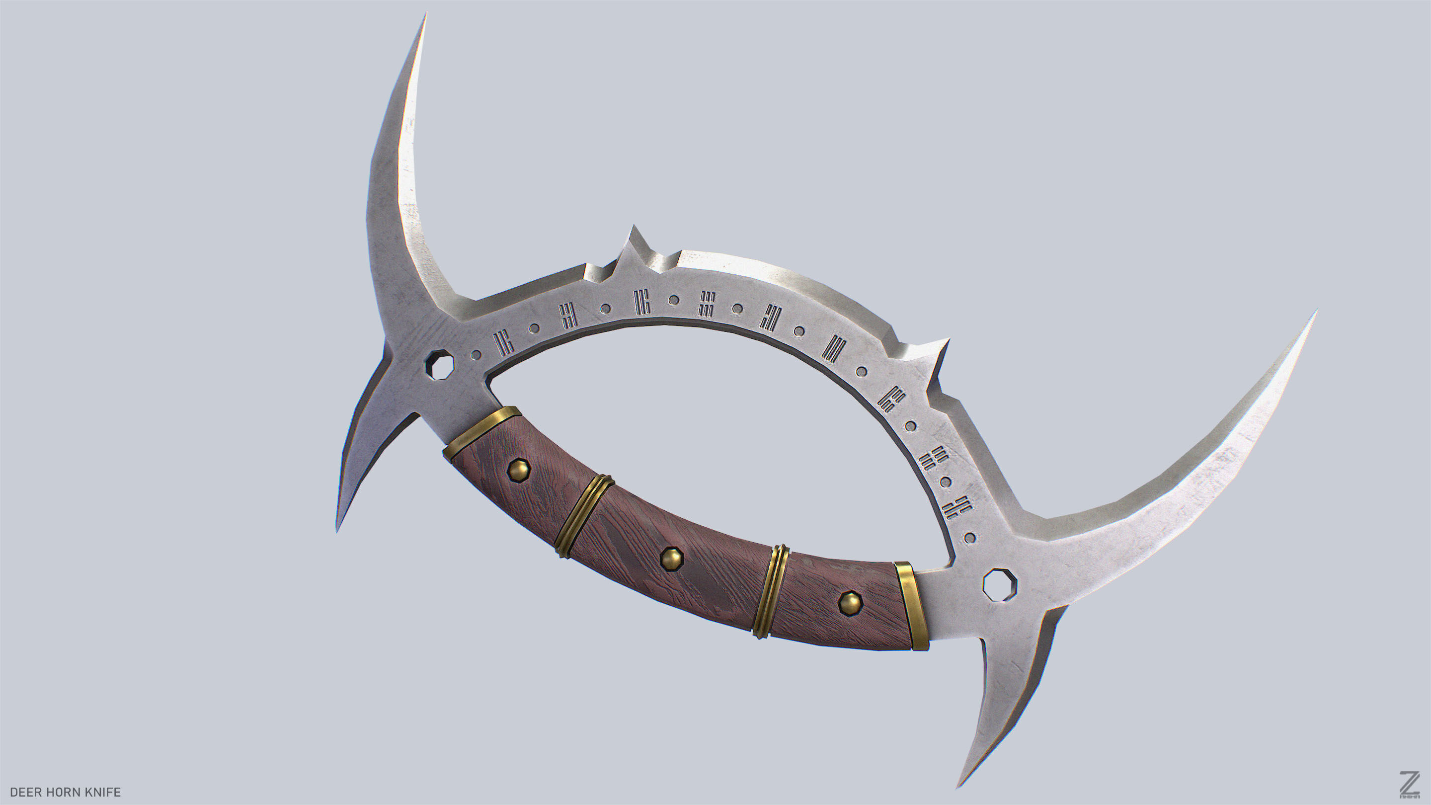 Deer horn knife Low-poly 3D model_2