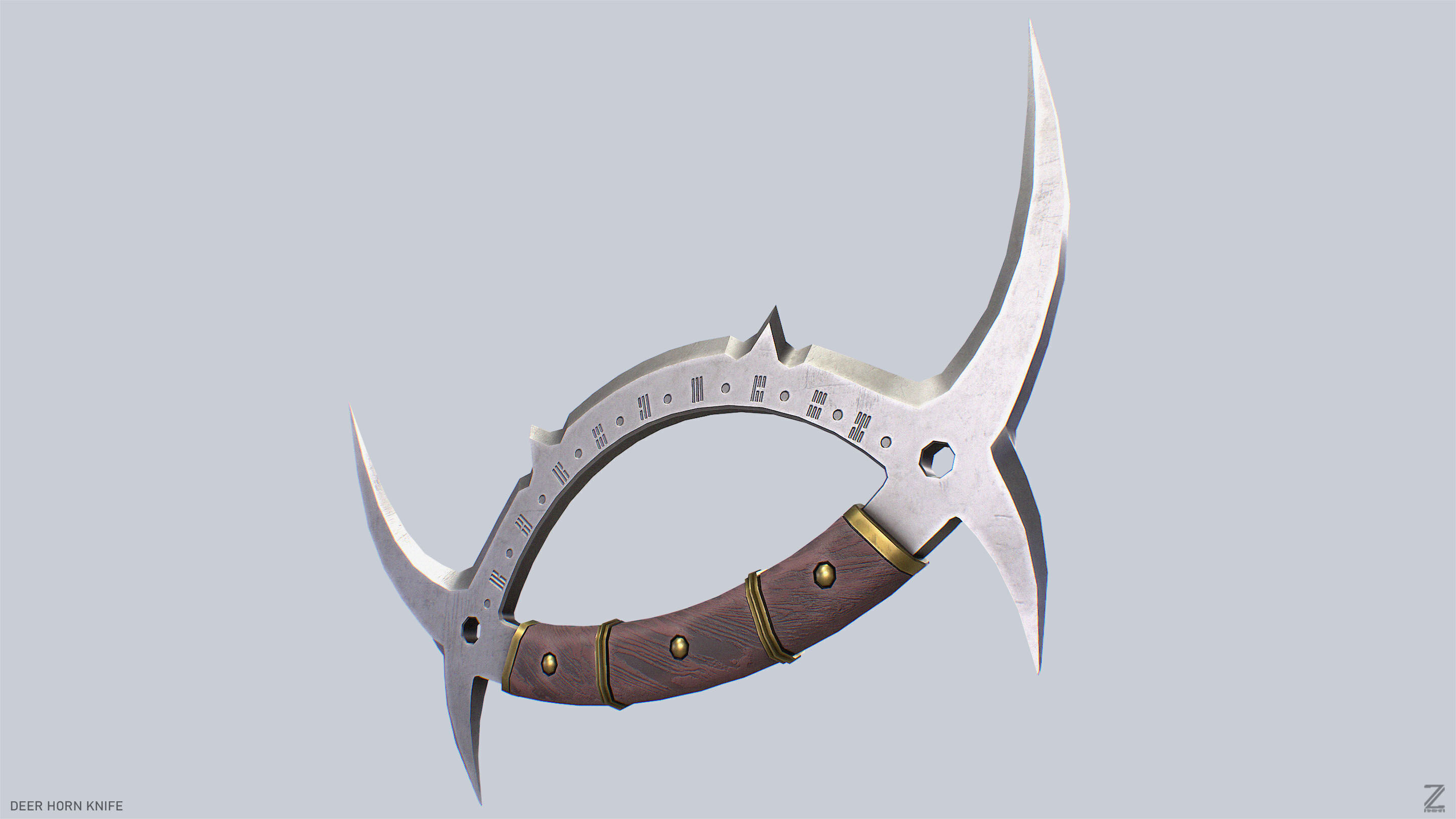 Deer horn knife Low-poly 3D model_8