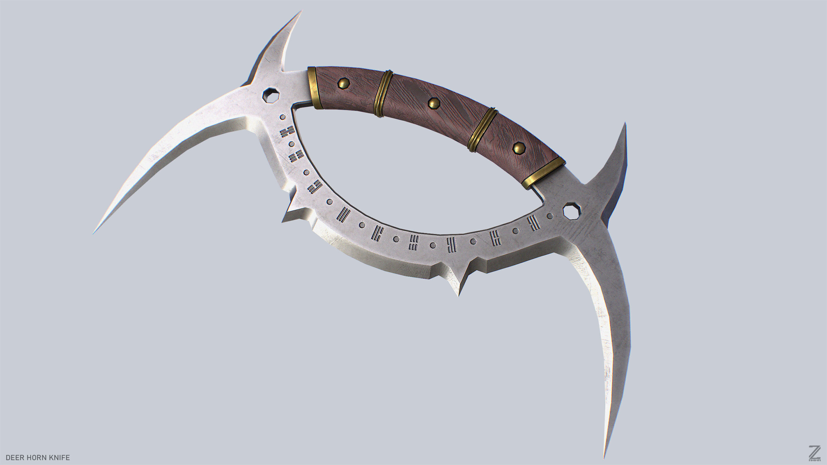Deer horn knife Low-poly 3D model_6