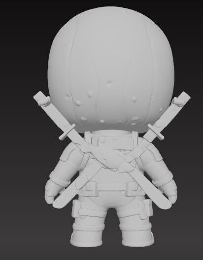Mini Hero Deadpool Figure 3D Printable STL FBX OBJ GLB 3D print model_5