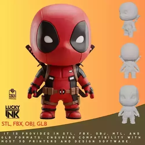 Mini Hero Deadpool Figure 3D Printable STL FBX OBJ GLB 3D print model