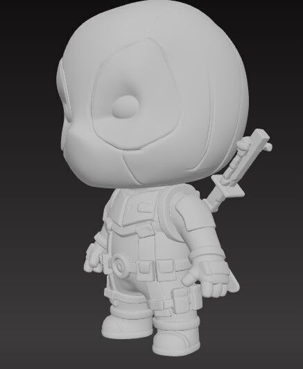 Mini Hero Deadpool Figure 3D Printable STL FBX OBJ GLB 3D print model_3