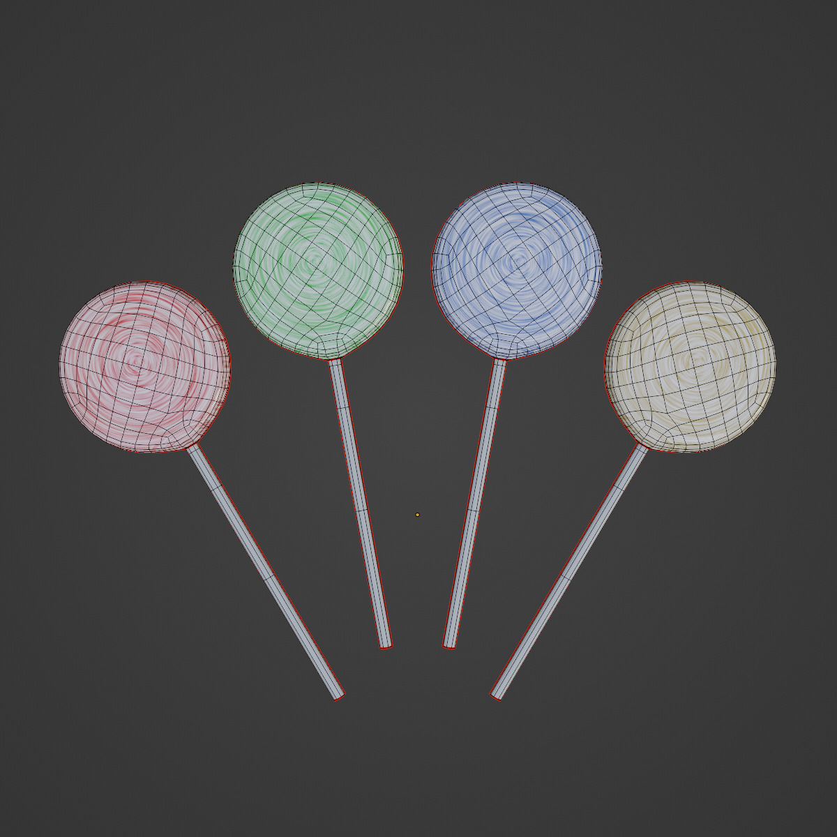 Candy Set Low-poly 3D model_7