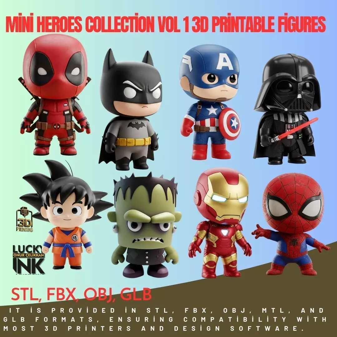 Mini Heroes Collection Vol 1 3D Printable Figures  _0