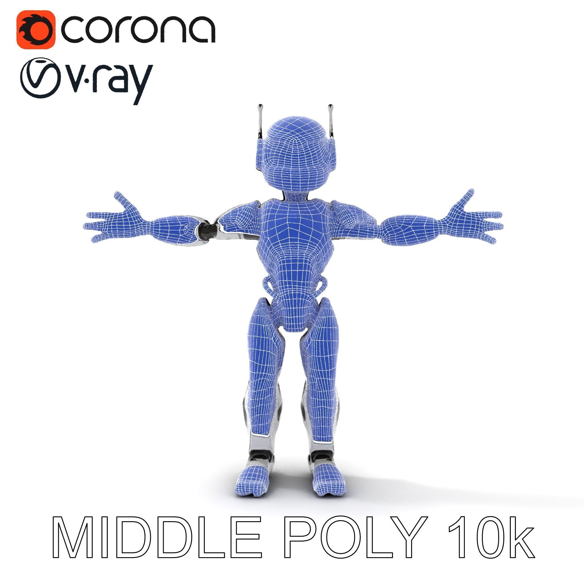 Silver Sentinel Robot D Model  Detailed Rigged and Ready for ... Low-poly 3D model_12