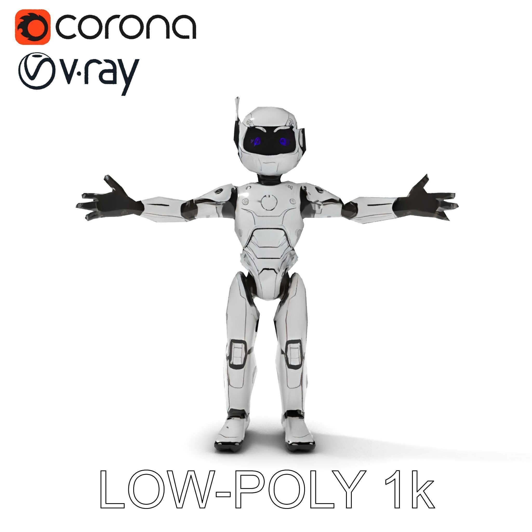 Silver Sentinel Robot D Model  Detailed Rigged and Ready for ... Low-poly 3D model_7