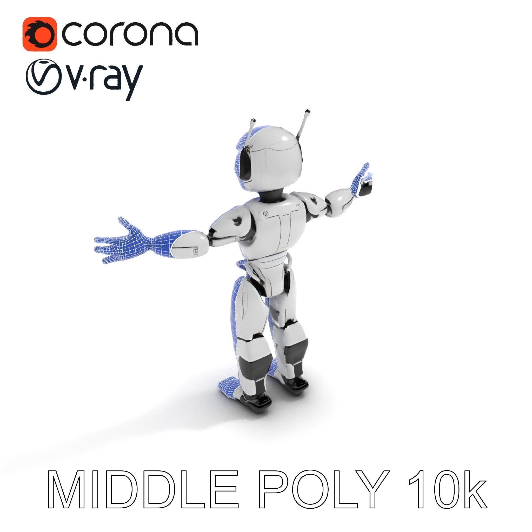 Silver Sentinel Robot D Model  Detailed Rigged and Ready for ... Low-poly 3D model_27