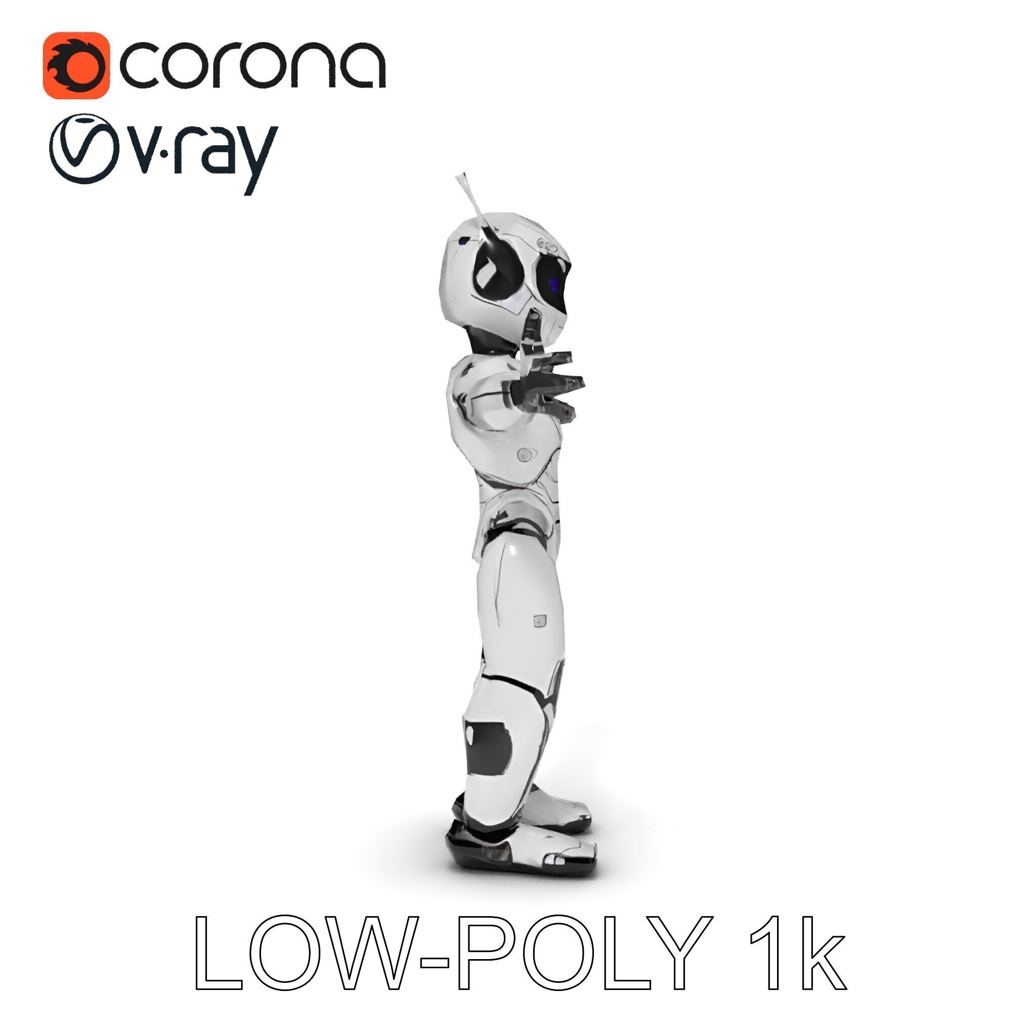 Silver Sentinel Robot D Model  Detailed Rigged and Ready for ... Low-poly 3D model_30